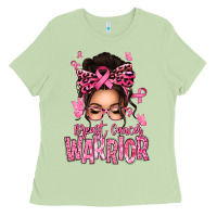 Matcha brest cancer warrior afro messy bun Ladies Tee - texasbilliewilder