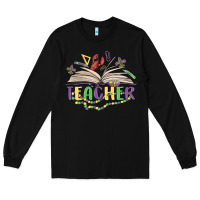 Black teacher mardi gras Long Sleeve Tee - MaliasSmallBusiness