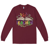 Burgundy teacher mardi gras Long Sleeve Tee - MaliasSmallBusiness
