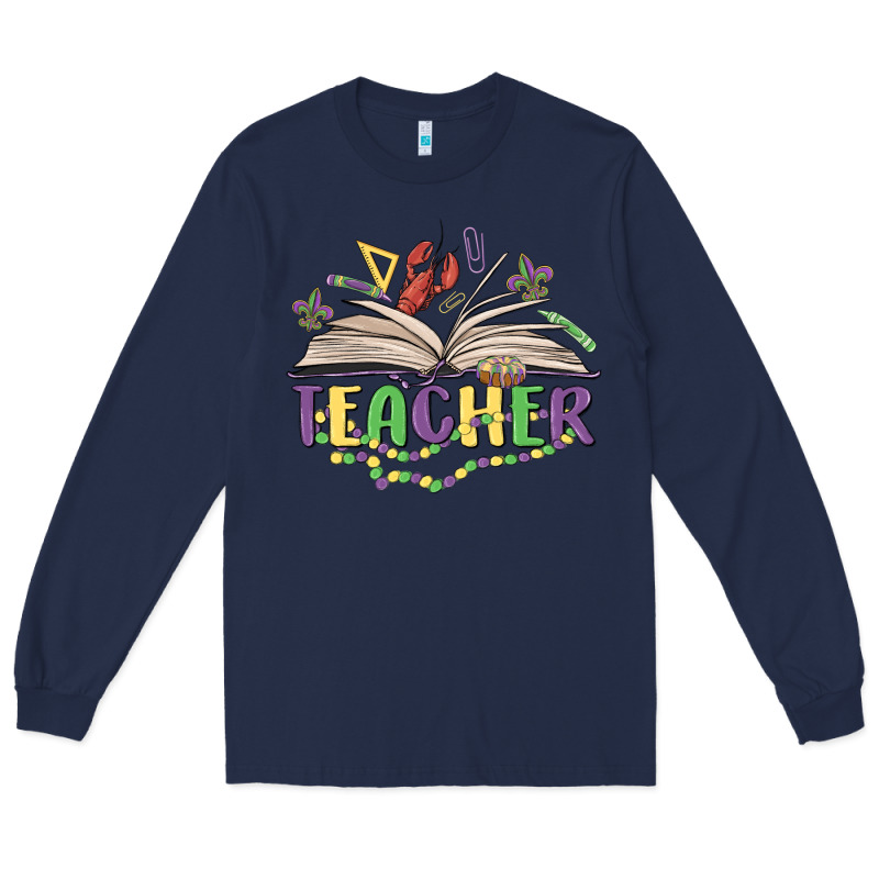 Teacher Mardi Gras Long Sleeve Tee by MaliasSmallBusiness | Teevron