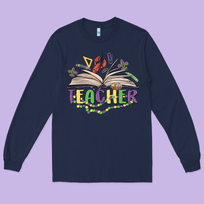 Teacher Mardi Gras Long Sleeve Tee Designed By Maliassmallbusiness