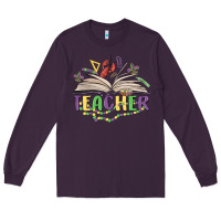 Plum teacher mardi gras Long Sleeve Tee - MaliasSmallBusiness