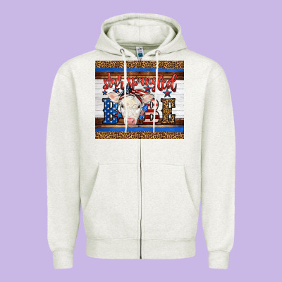 4th Of July Western Star Spangled Baby Cow Zipper Hoodie Designed By Lillyallendesigns