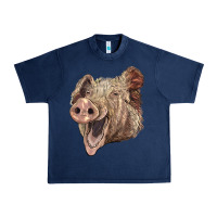 Navy american yorkshire pig face Urban Heavy Tee - LillyAllenDesigns