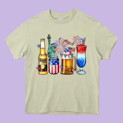 4th Of July American Drinks Heavy Core Tee Designed By Neo Western
