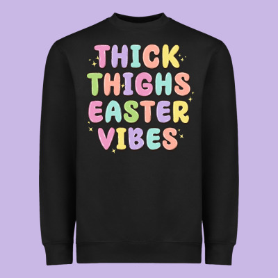 Thicks Thighs Easter Vibes Heavyweight Sweatshirt Designed By Maliassmallbusiness