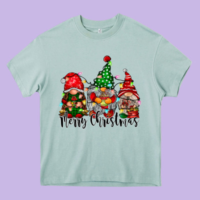 Merry Christmas Gnomes Heavy Core Tee Designed By Cowhidedigitalart