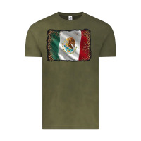 Mexico Flag Black Glitter Leopard Vintage Tee | Teevron