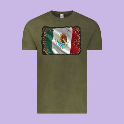 Mexico Flag Black Glitter Leopard Vintage Tee Designed By Adodesignshop