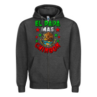 Charcoal Heather El Papa Mas Chingon Mexican Flag Zipper Hoodie - LillyAllenDesigns