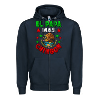 Navy El Papa Mas Chingon Mexican Flag Zipper Hoodie - LillyAllenDesigns