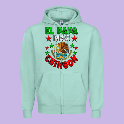 El Papa Mas Chingon Mexican Flag Zipper Hoodie Designed By Lillyallendesigns