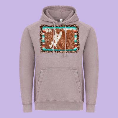 Leopard Serape Cowhide  Leather Background Vintage Hoodie Designed By Adodesignshop
