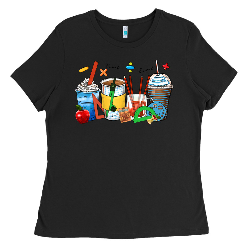 Math Teacher Coffee Cups Ladies Tee by Zillion Design Studio | Teevron
