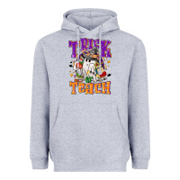 Heather Grey trick or teach halloween Heavyweight Hoodie - NancyCooperArtShop