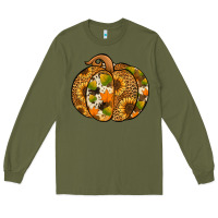 Army Green Leopard cowhide sunflower pumpkin Long Sleeve Tee - NancyCooperArtShop