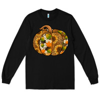 Black Leopard cowhide sunflower pumpkin Long Sleeve Tee - NancyCooperArtShop