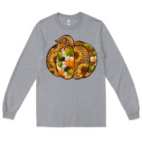 Heather Grey Leopard cowhide sunflower pumpkin Long Sleeve Tee - NancyCooperArtShop