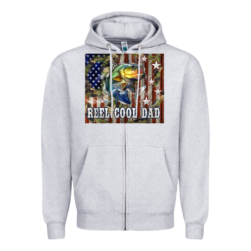 4th Of July Western Reel Cool Dad Bass Zipper Hoodie by LillyAllenDesigns | Teevron