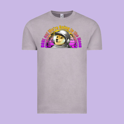 Doge Coin Hodl On We're Going To The Moon Retro Sunset Vintage Tee Designed By Jasminsmagicworld