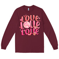 Burgundy love love love valentines day Long Sleeve Tee - MaliasSmallBusiness
