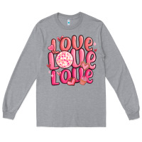 Heather Grey love love love valentines day Long Sleeve Tee - MaliasSmallBusiness