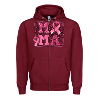 Burgundy Breast Cancer Awareness mama ribbon Zipper Hoodie - LillyAllenDesigns