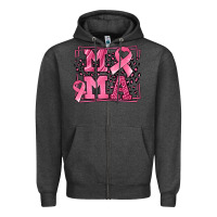 Charcoal Heather Breast Cancer Awareness mama ribbon Zipper Hoodie - LillyAllenDesigns