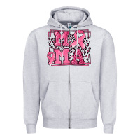 Heather Grey Breast Cancer Awareness mama ribbon Zipper Hoodie - LillyAllenDesigns