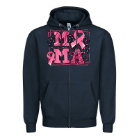 Navy Breast Cancer Awareness mama ribbon Zipper Hoodie - LillyAllenDesigns