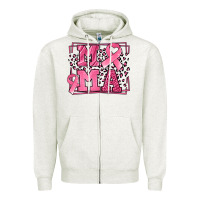 Oatmeal Heather Breast Cancer Awareness mama ribbon Zipper Hoodie - LillyAllenDesigns