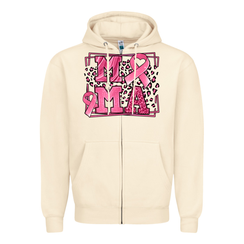 Breast Cancer Awareness Mama Ribbon Zipper Hoodie by LillyAllenDesigns | Teevron
