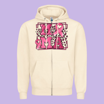 Breast Cancer Awareness Mama Ribbon Zipper Hoodie Designed By Lillyallendesigns