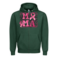 Sports Green Breast Cancer Awareness mama ribbon Zipper Hoodie - LillyAllenDesigns