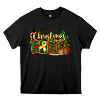 Black all i want for christmas is cure childhood cancer Heavy Core Tee - FaDigitalArtStudio