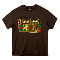 Chocolate Brown all i want for christmas is cure childhood cancer Heavy Core Tee - FaDigitalArtStudio