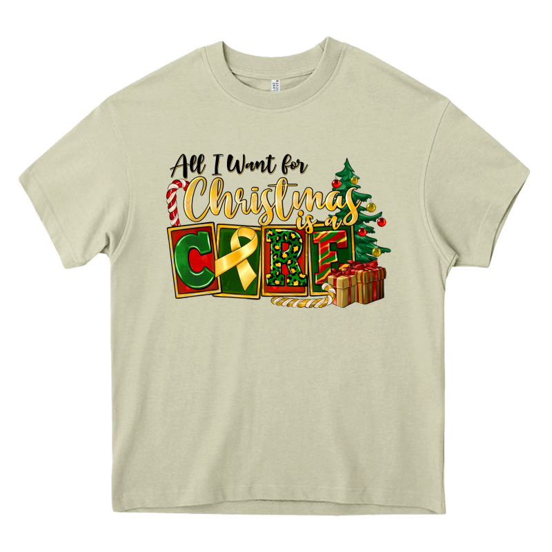 All I Want For Christmas Is Cure Childhood Cancer Heavy Core Tee by FaDigitalArtStudio | Teevron