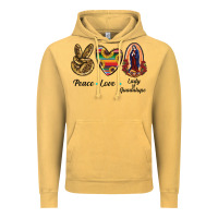 Vintage Mustard Peace Love Lady Of Guadalupe Vintage Hoodie - RanaPortraitStore