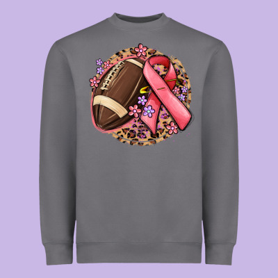 Breast Cancer Ribbon And American Football Heavyweight Sweatshirt Designed By Maliassmallbusiness