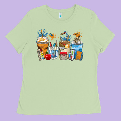 Art Teacher Coffee Cups Ladies Tee Designed By Zillion Design Studio