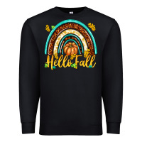 Black Hello Fall with Rainbow Premium Sweatshirt - texasbilliewilder