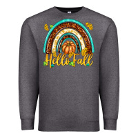 Charcoal Heather Hello Fall with Rainbow Premium Sweatshirt - texasbilliewilder