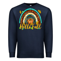 Navy Hello Fall with Rainbow Premium Sweatshirt - texasbilliewilder