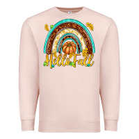 Pale Pink Hello Fall with Rainbow Premium Sweatshirt - texasbilliewilder