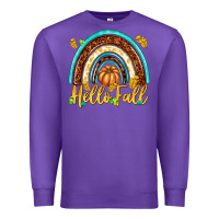 Purple Hello Fall with Rainbow Premium Sweatshirt - texasbilliewilder