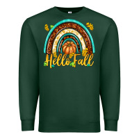 Sports Green Hello Fall with Rainbow Premium Sweatshirt - texasbilliewilder
