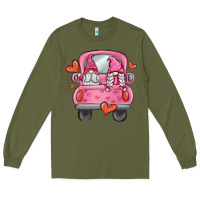 Army Green valentines day gnome truck Long Sleeve Tee - MaliasSmallBusiness
