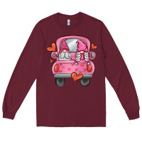 Burgundy valentines day gnome truck Long Sleeve Tee - MaliasSmallBusiness