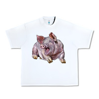 White Landrace Pig Urban Heavy Tee - LillyAllenDesigns
