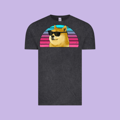 Doge Coin Bitcoin Hodl Retro Sunset Vintage Tee Designed By Jasminsmagicworld